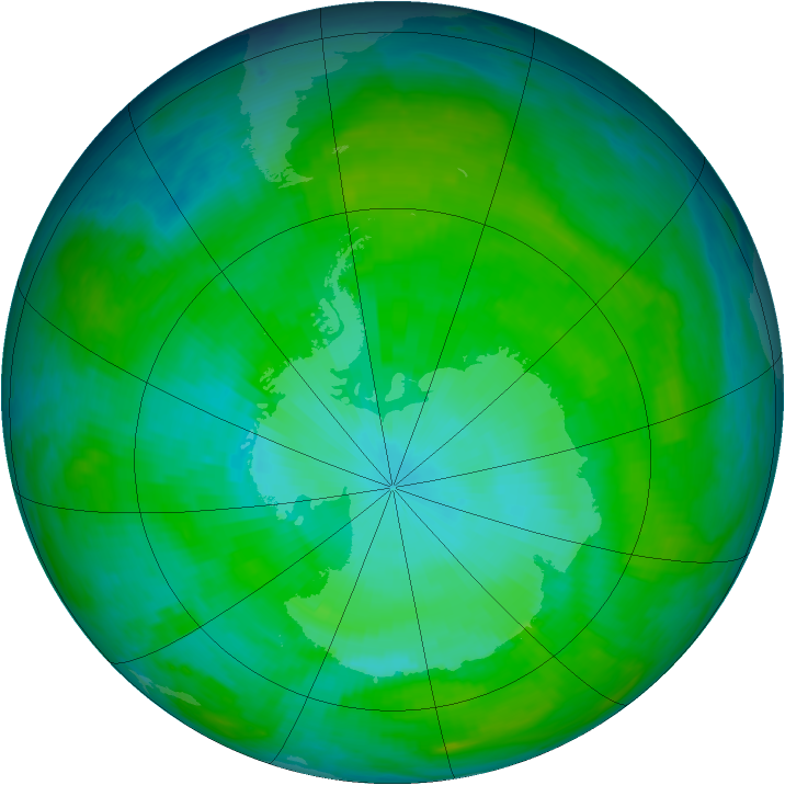 Antarctic ozone map for 11 January 1985